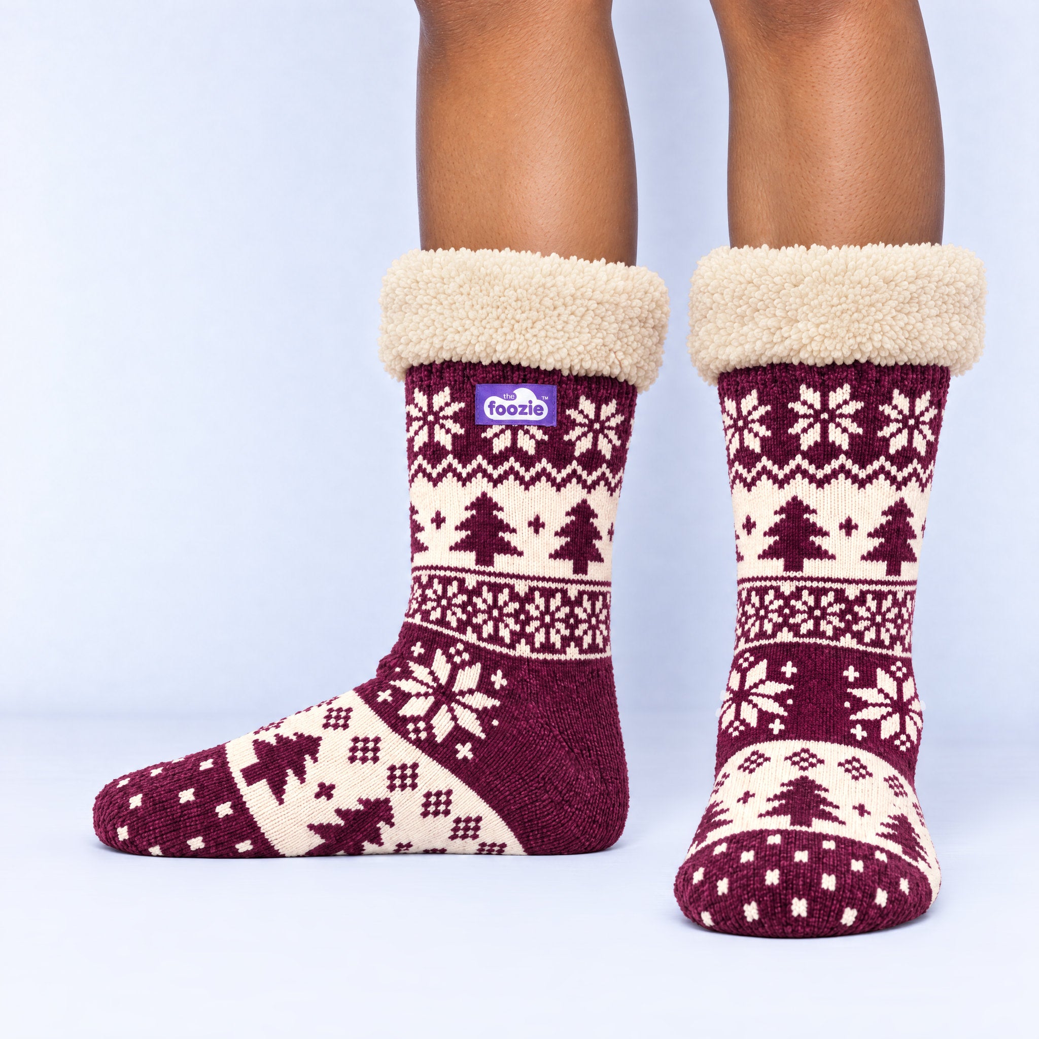 The Foozie™ Christmas Nordic slipper socks, front view