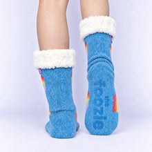 Load image into Gallery viewer, The Foozie™ Rainbow slipper socks, heel and non-slip grips
