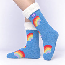Load image into Gallery viewer, The Foozie™ Rainbow slipper socks, side view

