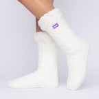 The Foozie™ in White, side view worn in Medium with the sherpa cuff folded down